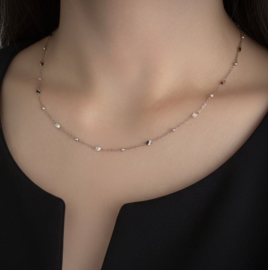 Pt Mirror & Petal Sleek Necklace