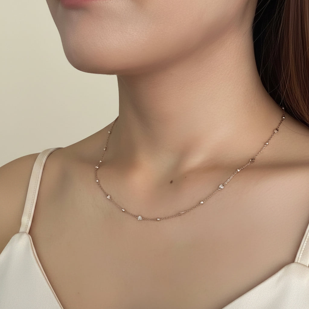 Pt Mirror & Petal Sleek Necklace