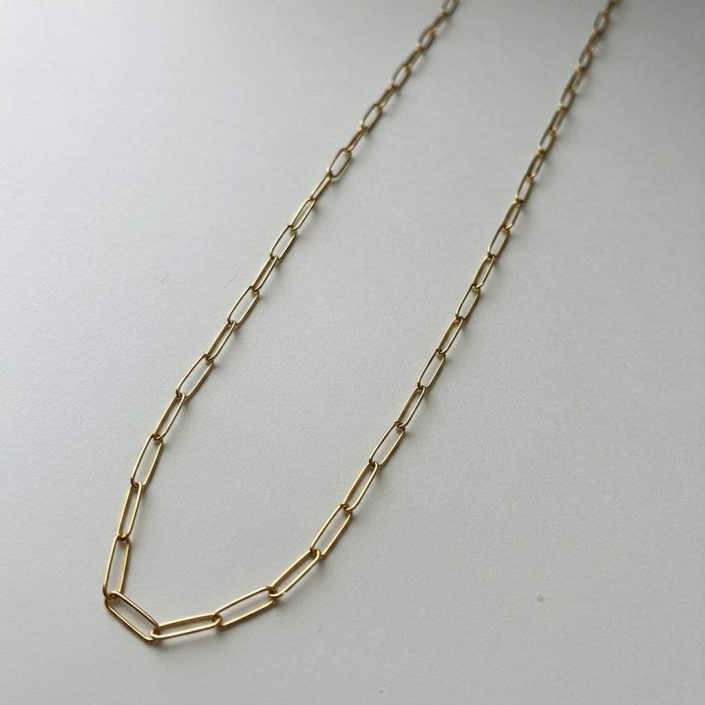 K18 Paperclip Chain Necklace
